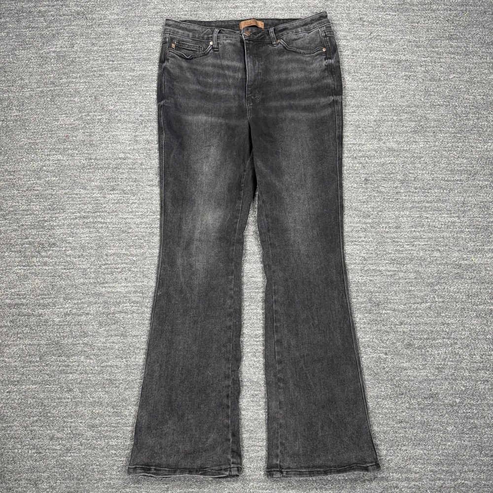 Judy Blue Jeans Women 15/32 Short Black Boot Cut High Waist Tummy Control Denim